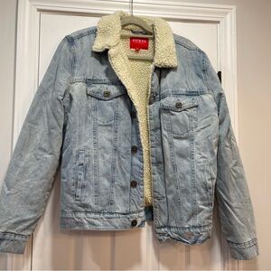 Guess Light Blue Denim Jacket with Sherpa Lining